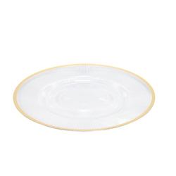 Farfurie transparentă cu decor auriu, Ø 33 cm