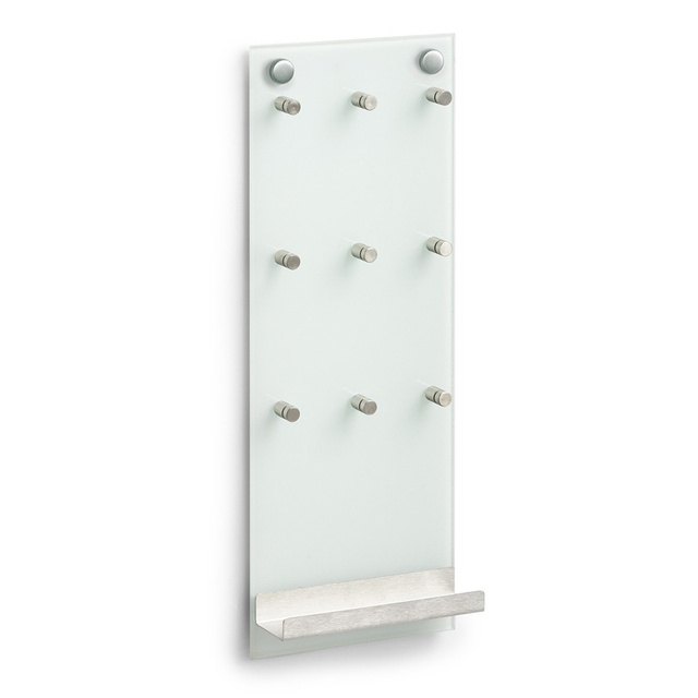 Tablă de sticlă pentru chei, 9 cârlige + raft, ZELLER