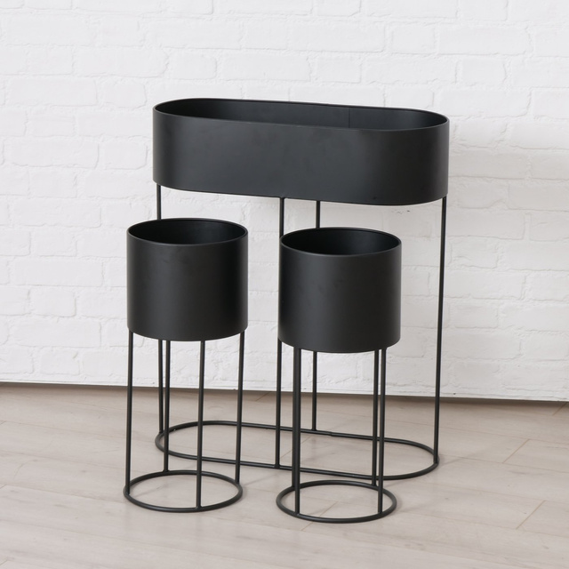 Set 3  suporturi pentru  flori Aurela, negru