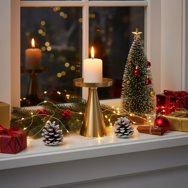 Candelabru decorativ, auriu, 13 cm