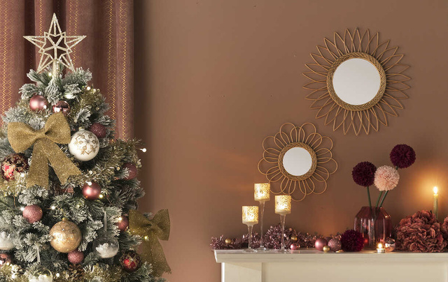 Oglindă decorativă într-o ramă de răchită, Ø 38 cm