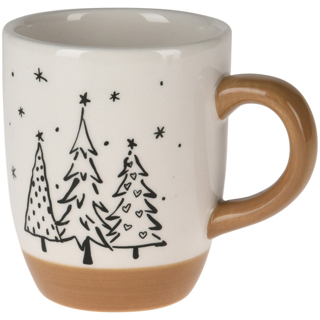 Cana de iarnă cu motiv de brăduți, 330 ml