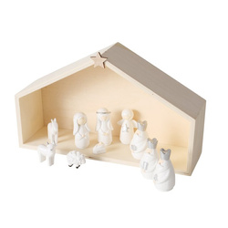 Icoană minimalistă de Crăciun în alb NALUA, 10 figurine