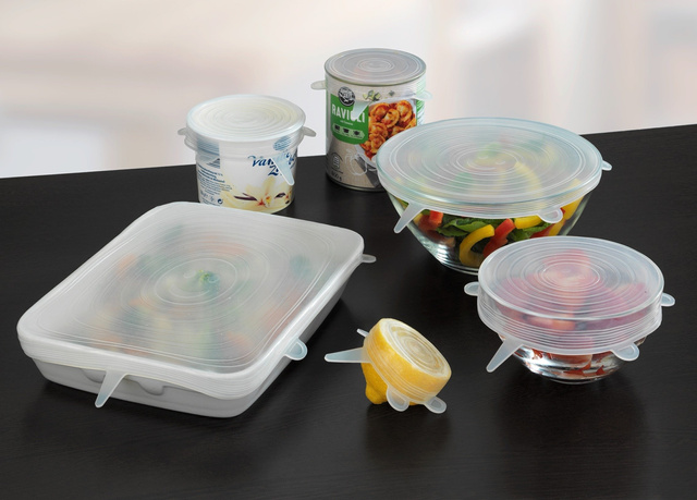 Capace din silicon pentru recipiente, flexibile, 6 bucăți