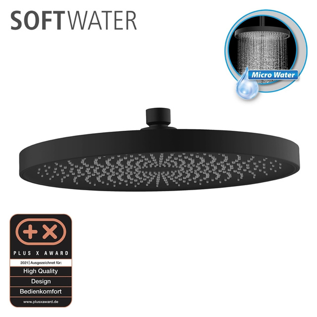 Capat de dus rotund de tavan SOFTWATER, Ø 26 cm, negru, WENKO