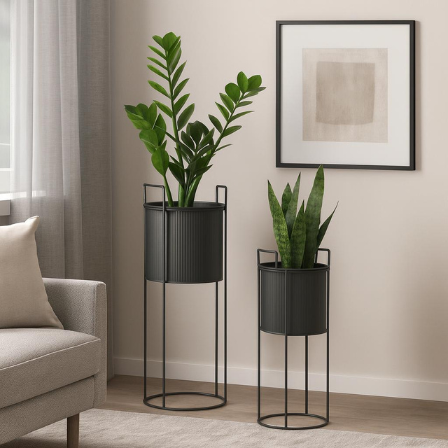 Ghivece metalice IDEM, 2 bucăți, negru