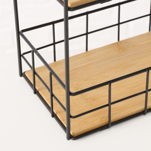 NEILA tavă cu două etaje din metal și bambus, 25 cm