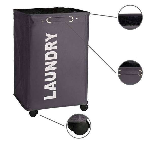 Coș de rufe QUADRO - recipient de 79 l, WENKO, gri