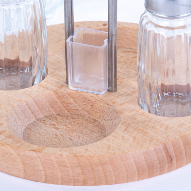 Set pentru condimente, cu dozator de sticlă pentru oțet și ulei