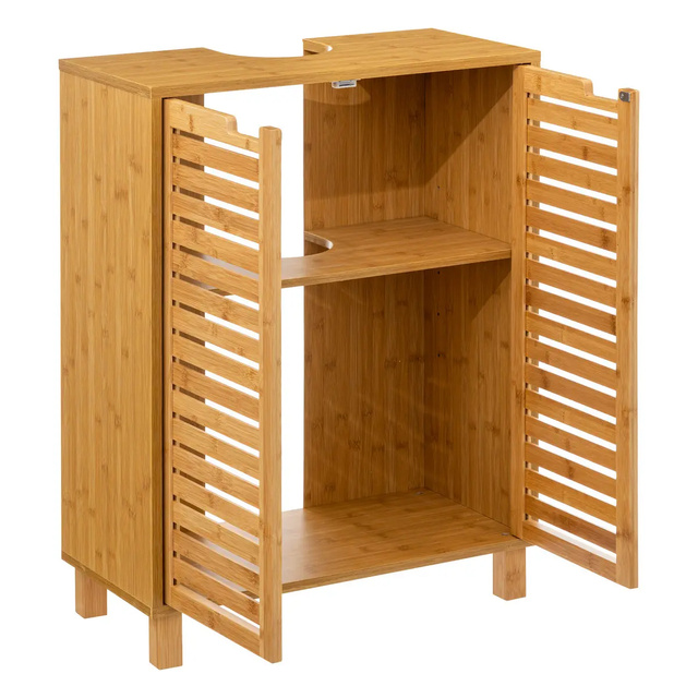 Dulap sub chiuvetă cu uși de bambus SICELA, 60 x 28 x 80 cm