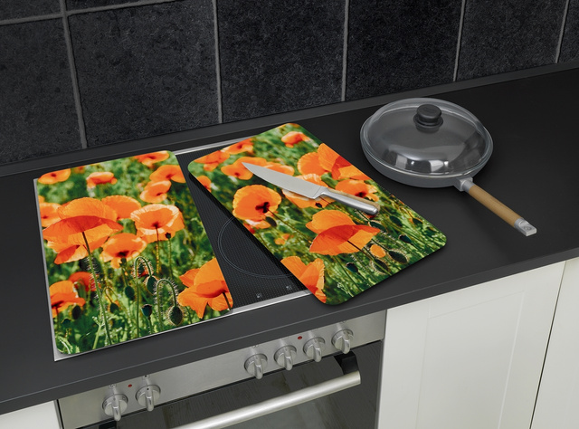 Plăci de protecție din sticlă pentru aragaz, POLE MAKU - 2 bucăți, WENKO