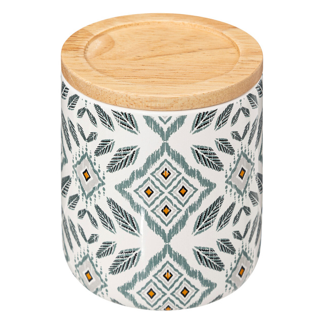 Recipient ceramic cu capac HAPACHE, model etnic, Ø 9,8 cm
