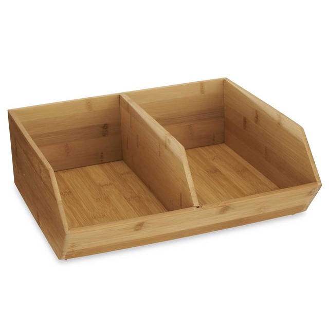 Organizator de birou din bambus, cu doua compartimente
