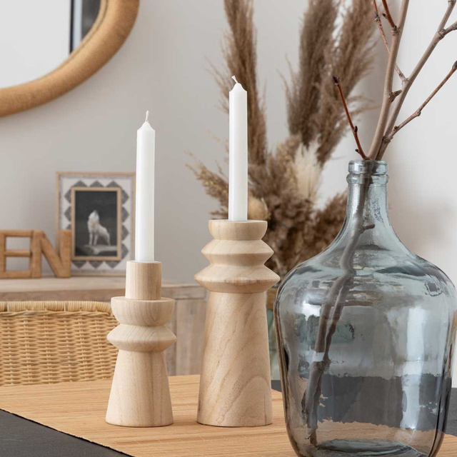 Set suport lumanari UMA lemn, 2 buc.