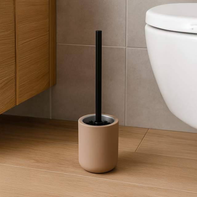 Perie de toaletă cu mâner negru și recipient ceramic, MAMBO