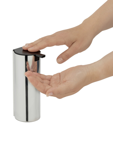 Distribuitor de săpun lichid montat pe perete, recipient elegant din oțel DETROIT cu sistem de asamblare ușoară - WENKO