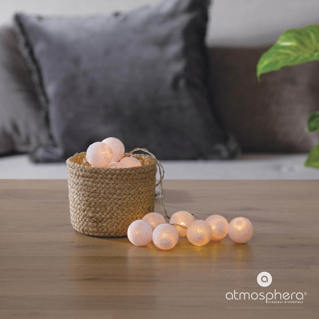 Ghirlandă cu bile de bumbac LED, 16 lumini, 240 cm