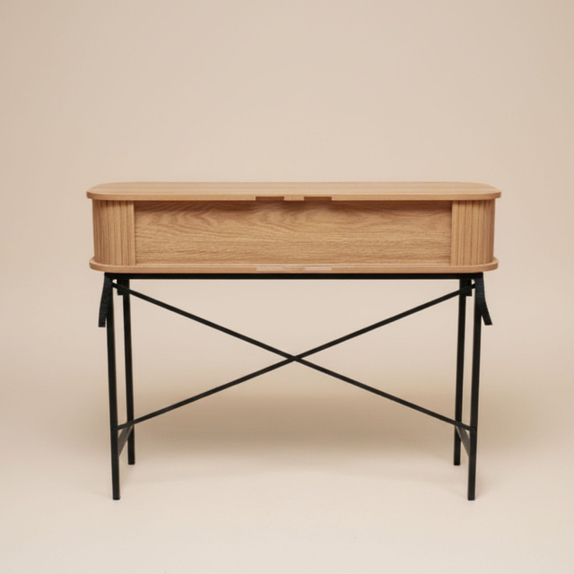 Consolă cu uși glisante SCAVA, riflată, 100 x 35 x 80,5 cm