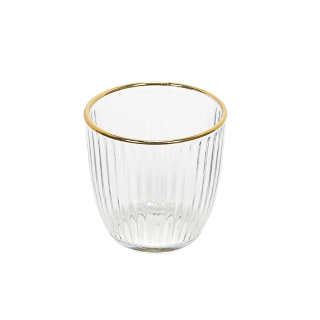 Pahar striat cu margine aurie, 295 ml