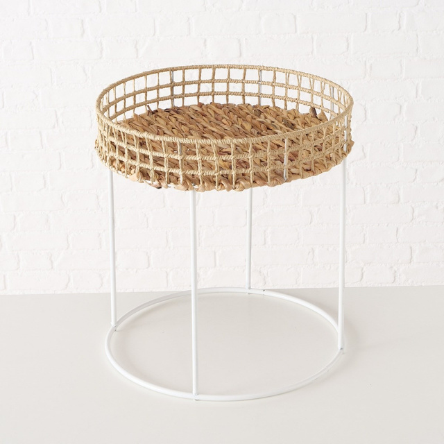 Măsuțe de cafea Amon, blat țesut pe cadru metalic, Ø 39-44 cm