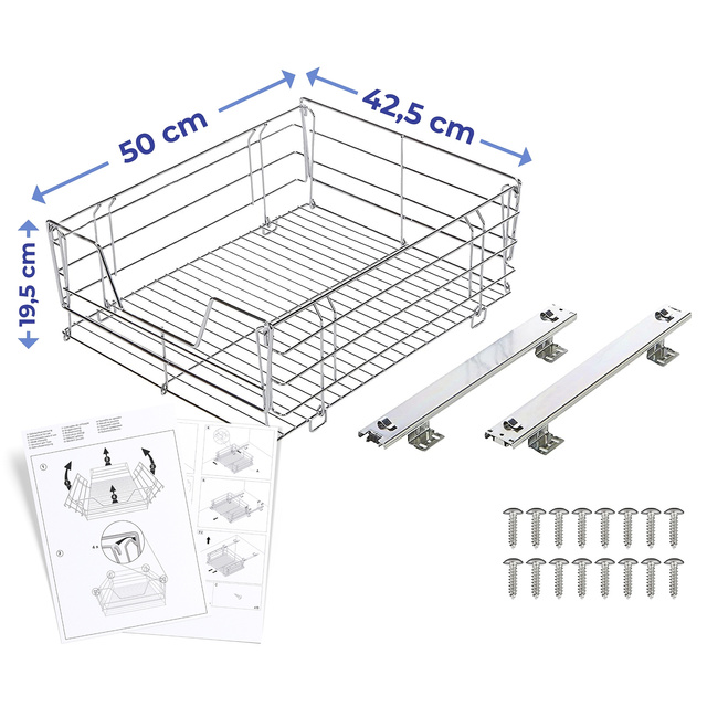 Organizator pentru ustensile de bucătărie, Argintiu, 50x50x23 cm