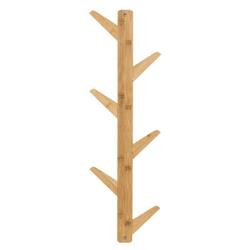 Cuier de perete, din bambus, 6 carlige, 78 cm