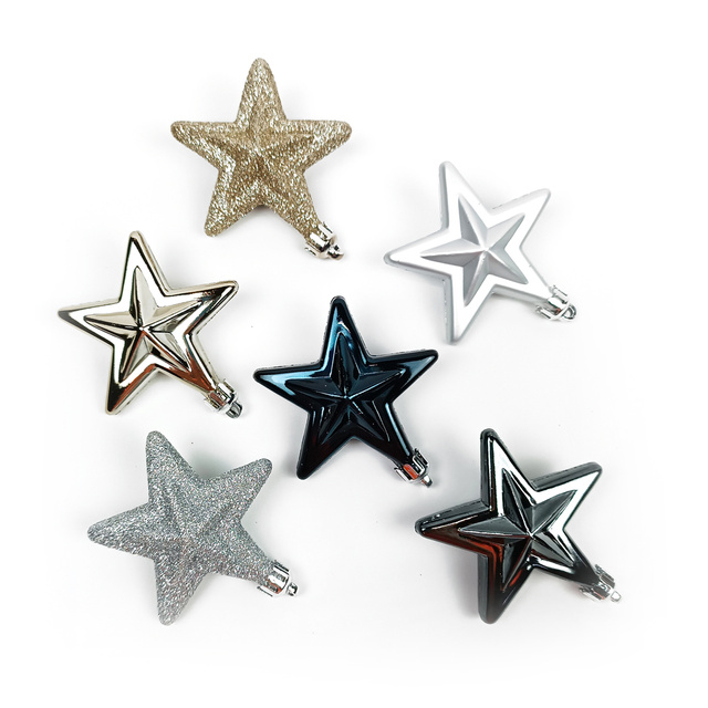 Decoratiuni de Craciun, stele din plastic, 6 buc.