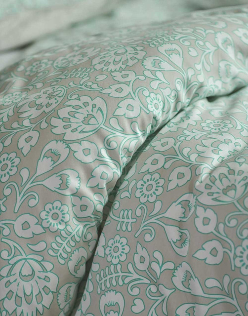 Set de lenjerie din bumbac satinat de culoare turcoaz, 200 x 220 cm, Esprit,