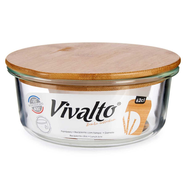Recipient din sticlă pentru alimente cu capac din bambus etans