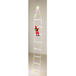 Decorațiune de Crăciun, 124 LED-uri, Moș Crăciun pe scară, 2 m, multicolor