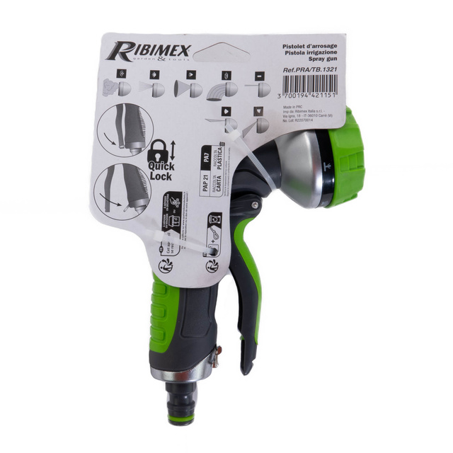 Capat pistol pentru furtun de gradina RIBIMEX, reglaj al jetului, 7 moduri