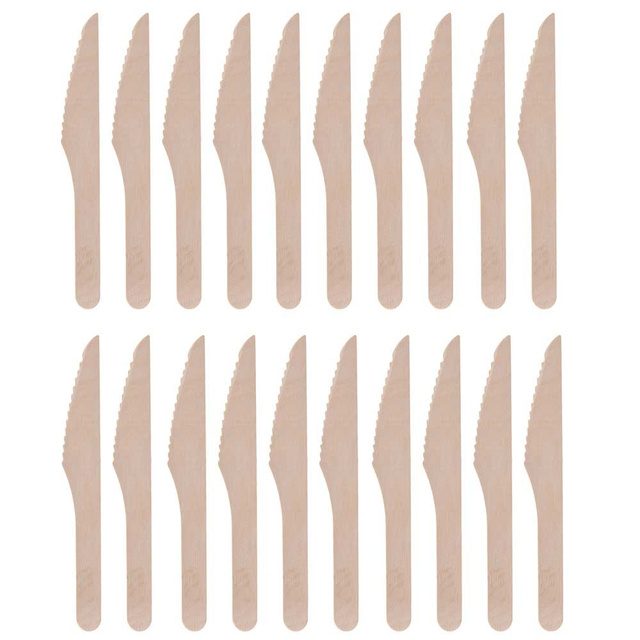 Set 20 cuțite de unică folosință din lemn, 16 cm.