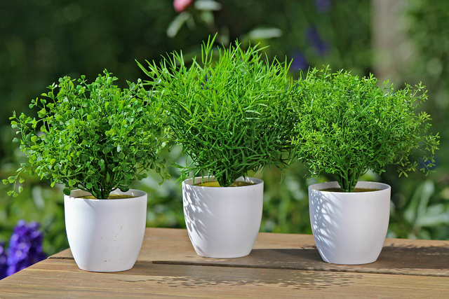 Planta artificiala in ghiveci alb, Ø 15 cm