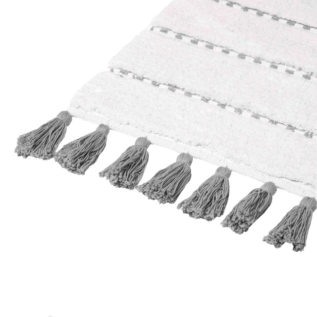 Covor de baie cu franjuri, 50 x 75 cm, gri