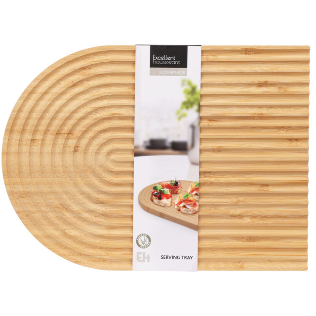 Tavă de servire canelată, bambus