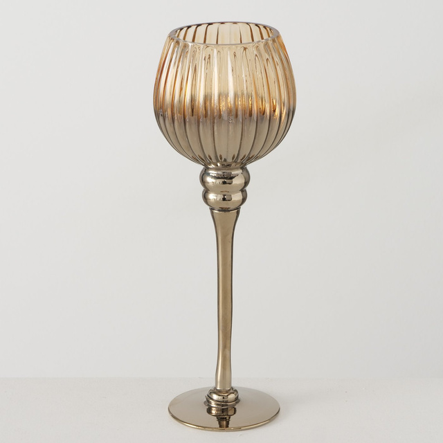 Candelabre din sticlă, cupe înalte, diferite înălțimi, 3 bucăți