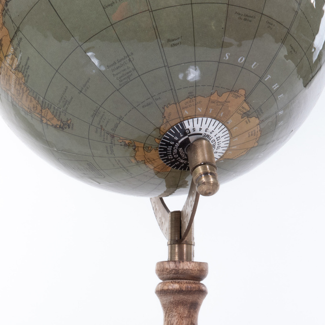 Glob de birou, lemn, albastru, 38 cm