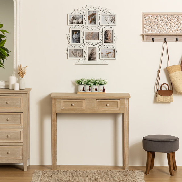 Cadru foto în formă de copac pentru 9 fotografii, Alb, 60x53x1,8 cm, Atmosphera