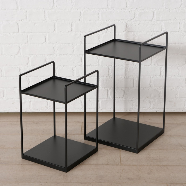 Set 2 măsuțe de cafea loft Como, negru