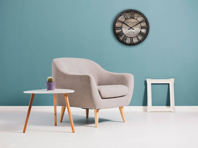 Ceas de perete Vintage, MDF, Diametru 39 cm, Negru/Maro