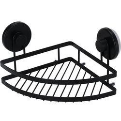 Raft colțar pentru duș cu ventuze, metalic, 20 x 20 x 12,5 cm