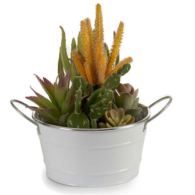 Husa ghiveci din zinc, alb, 20 x 27,5 x 10,5 cm