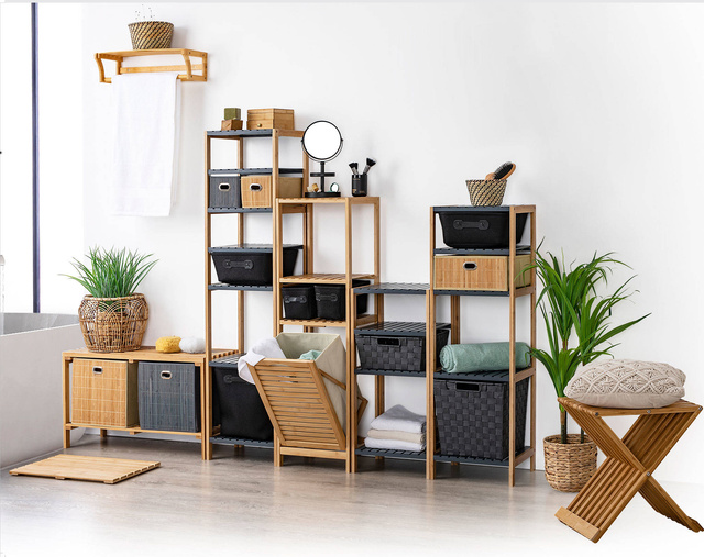 Raft bambus pentru baie, stil scandinav