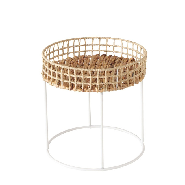 Măsuțe de cafea Amon, blat țesut pe cadru metalic, Ø 39-44 cm