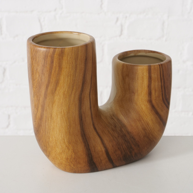 Vaza ceramica WILHELMY cu model lemn, 14,5 cm