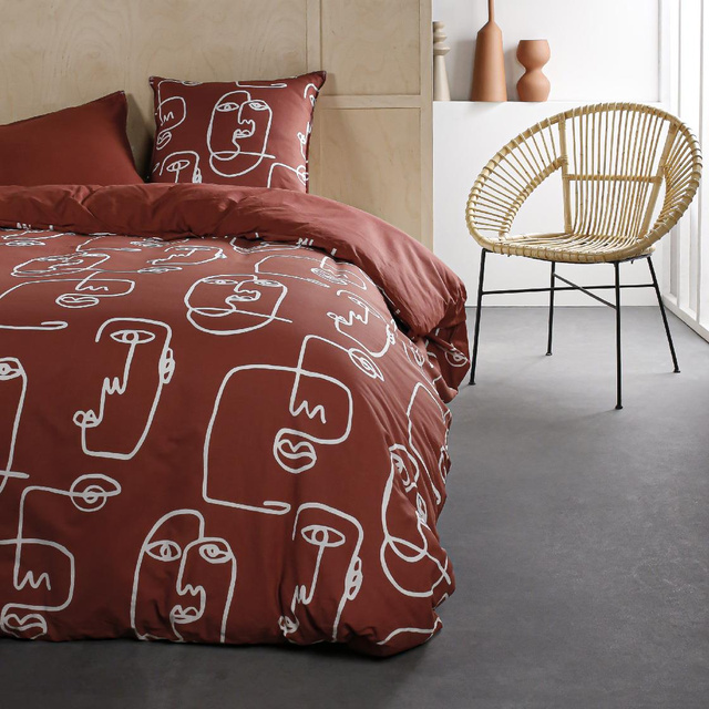 Lenjerie de pat din bumbac Geometry, reversibila, 220 x 240 cm