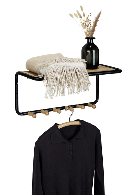 Raft de perete cârlige din bambus, 58 x 26 x 26 cm, Loft, WENKO