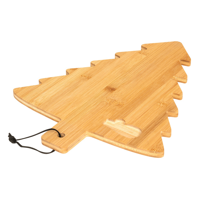 Placă din bambus în formă de brad, cu cuțit pentru brânză.