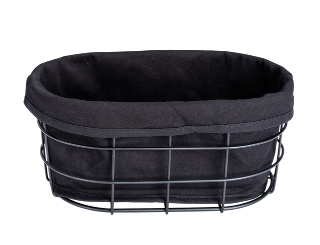 Cos pentru paine, Wenko Bela Black, metal si bumbac, 27 cm x 17 cm x 11.5 cm