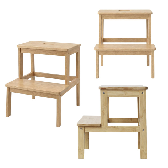 Taburet din bambus cu treaptă KROK, înălțime 46 cm, natural
